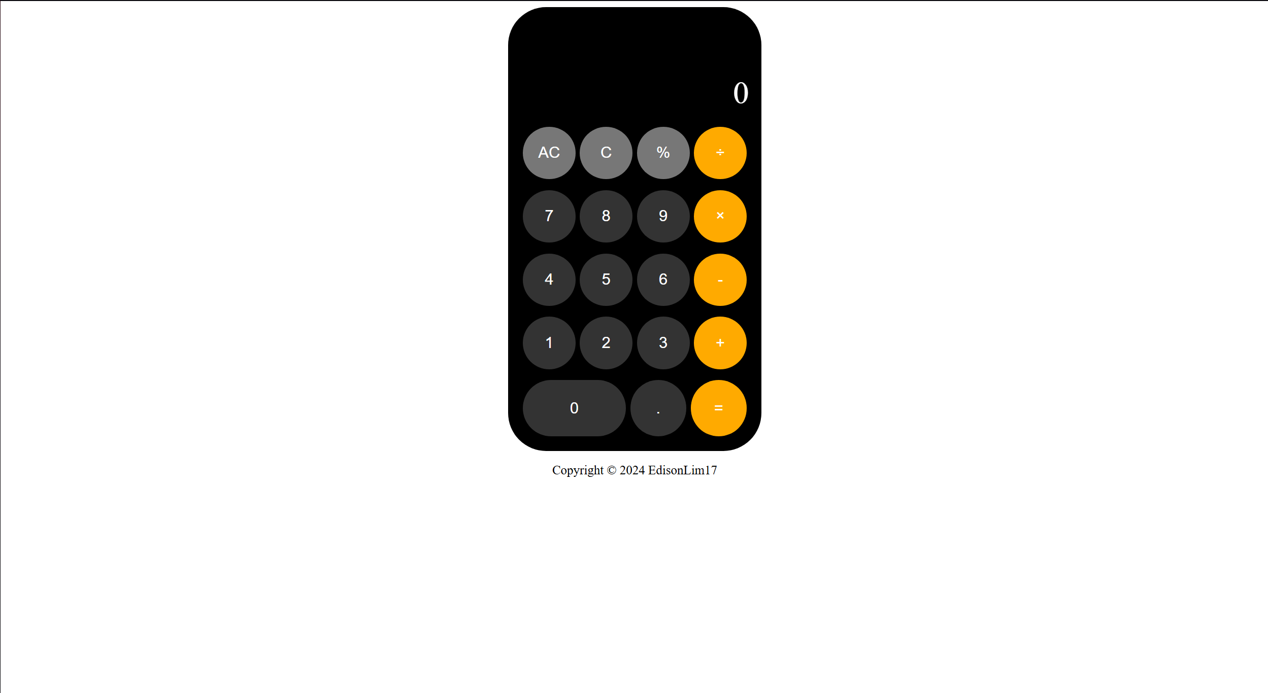 Screenshot of calculator website