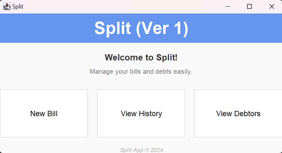 Screenshot of Split bill-splitting app